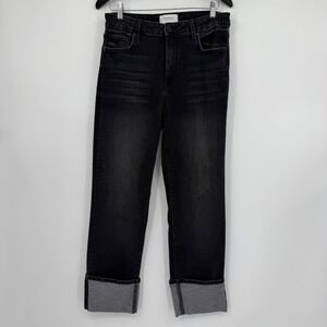 Evereve The Ever Straight High Rise‎ Cuffed Jeans Washed Black 29